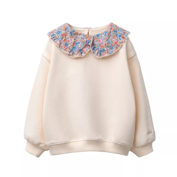 Zara Other - ZARA CONTRAST COLLAR FLORAL SWEATSHIRT